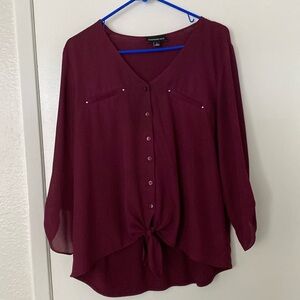 fortune + ivy burgundy blouse